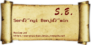 Serényi Benjámin névjegykártya